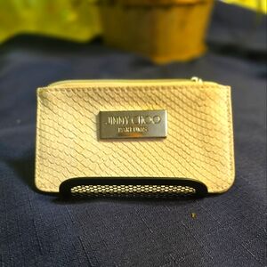 Jimmy Choo Perfumes White Snakeskin Print Mini Wallet Coin Card ID Purse Pouch